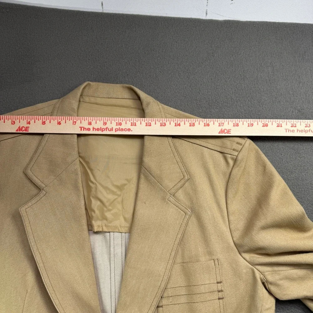 Vintage Lee Separate Lees Blazer Mens 46R Cream Blend‎ Safari Sport Coat